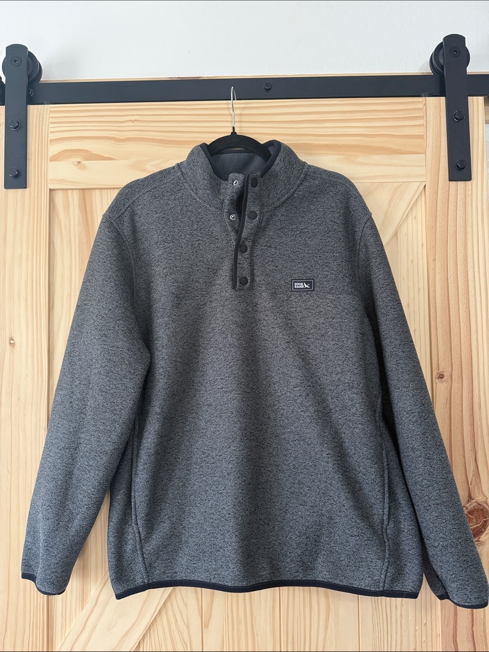 Eddie Bauer Men's Heather Charcoal Quarter-Snap Zip Sweater